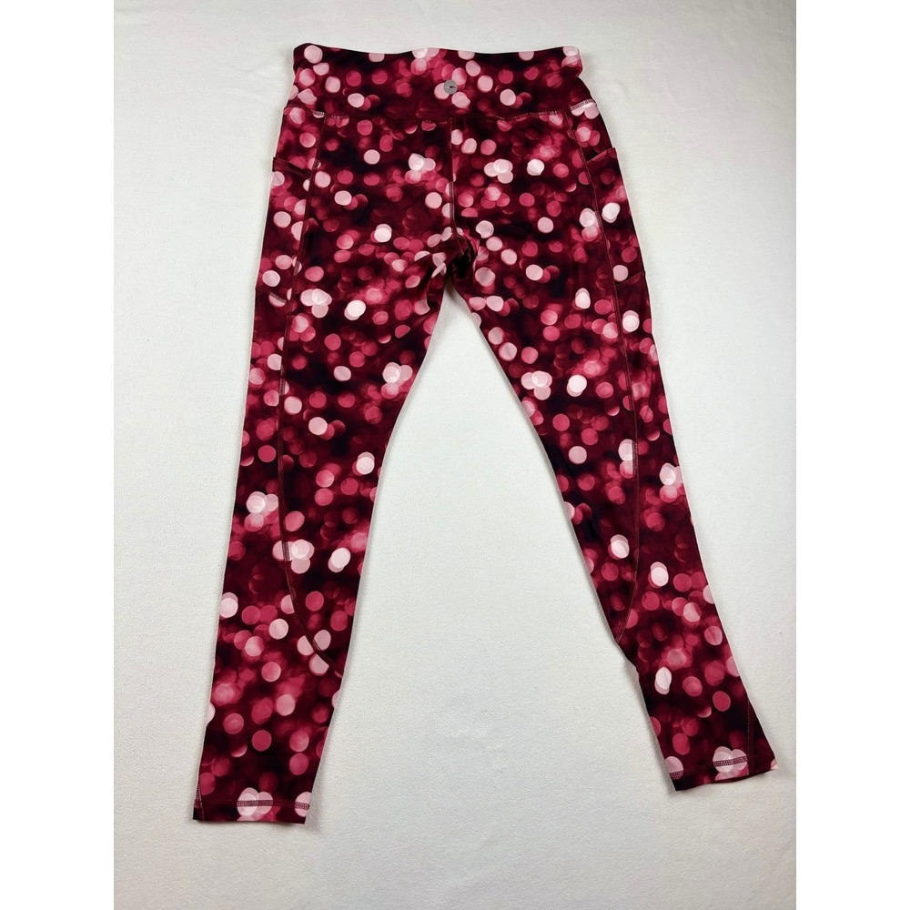 Avia Women's Leggings Size L 12-14 Red Pink Print Athletic Workout Stretch Pants